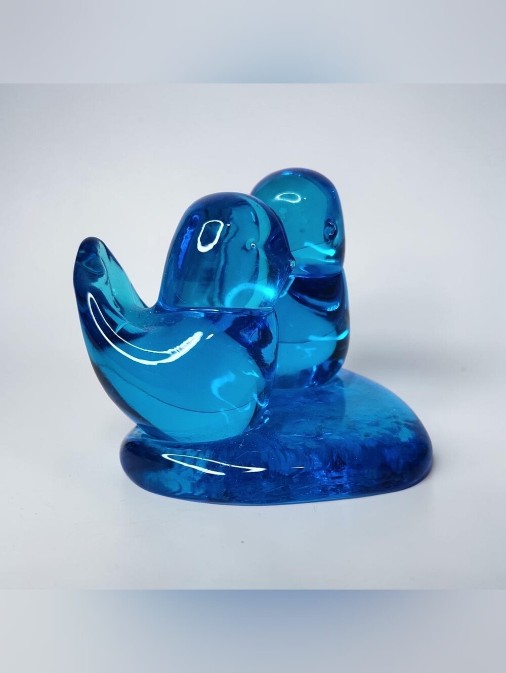 Vintage Terra Studios Glass Double Bluebird of Happiness Signed Leo Ward 2006